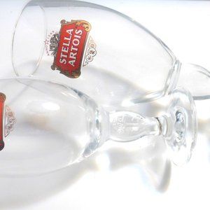 BX63 PAIR of STELLA ARTOIS Beer Glasses Belgian Brand Lager Woodbine Racetrack